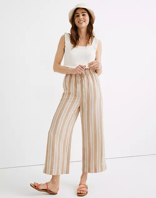 Smocked Huston Pull-On Crop Pants in Stripe | Madewell