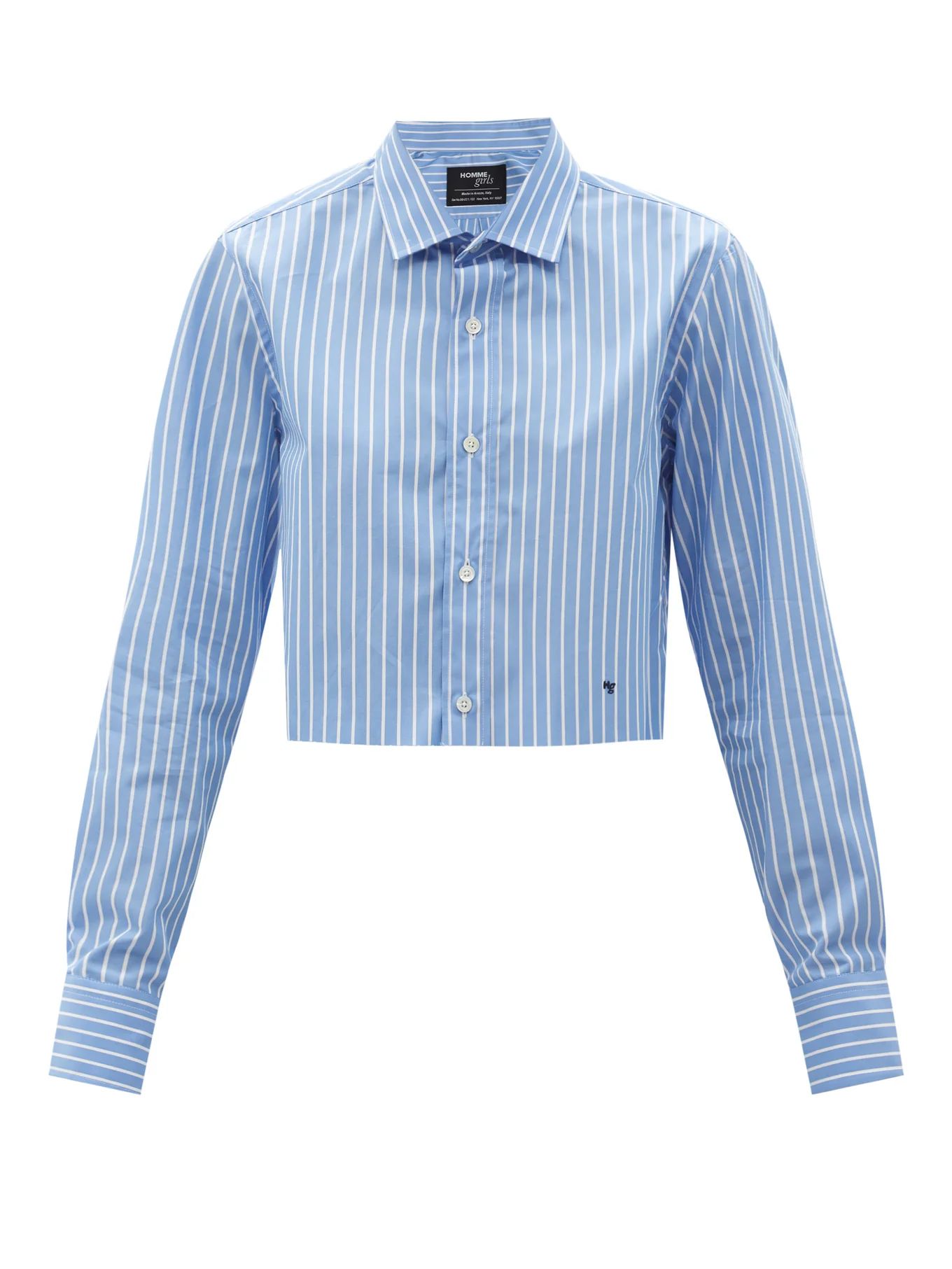 Cropped striped cotton-poplin shirt | HommeGirls | Matches (UK)