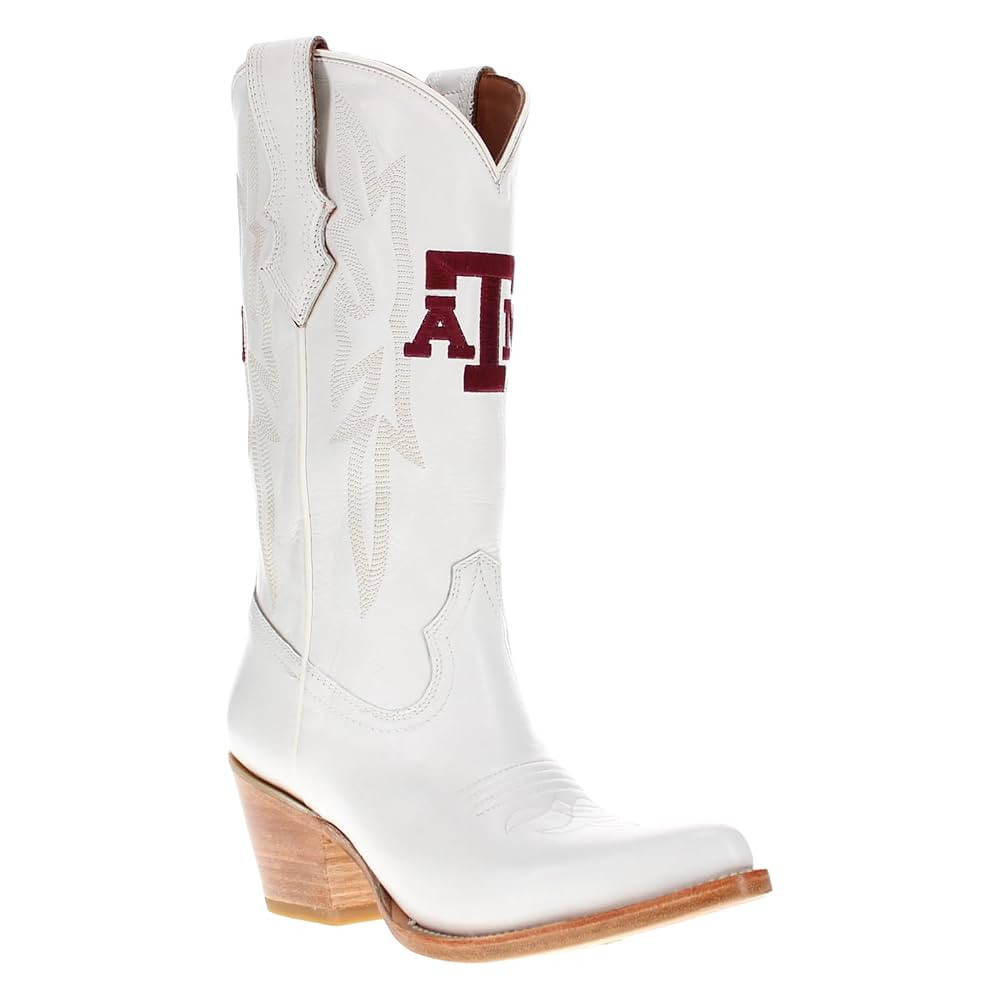 Vaccari Women's Leighton Genuine Leather NCAA League Embroidery Pointed Toe Cowgirl Boots | Amazon (US)