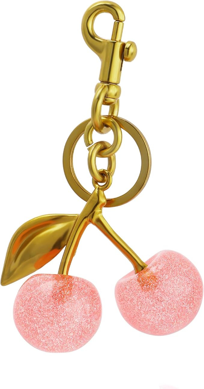 Keychain Cherry Bag Charms Purse: Key Chains Women Cute - Car keyrings leather handbags - Fashion... | Amazon (US)