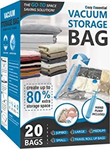 20 Pack Vacuum Storage Bags, Space Saver Bags (4 Jumbo/4 Large/4 Medium/4 Small/4 Roll) Compressi... | Amazon (US)