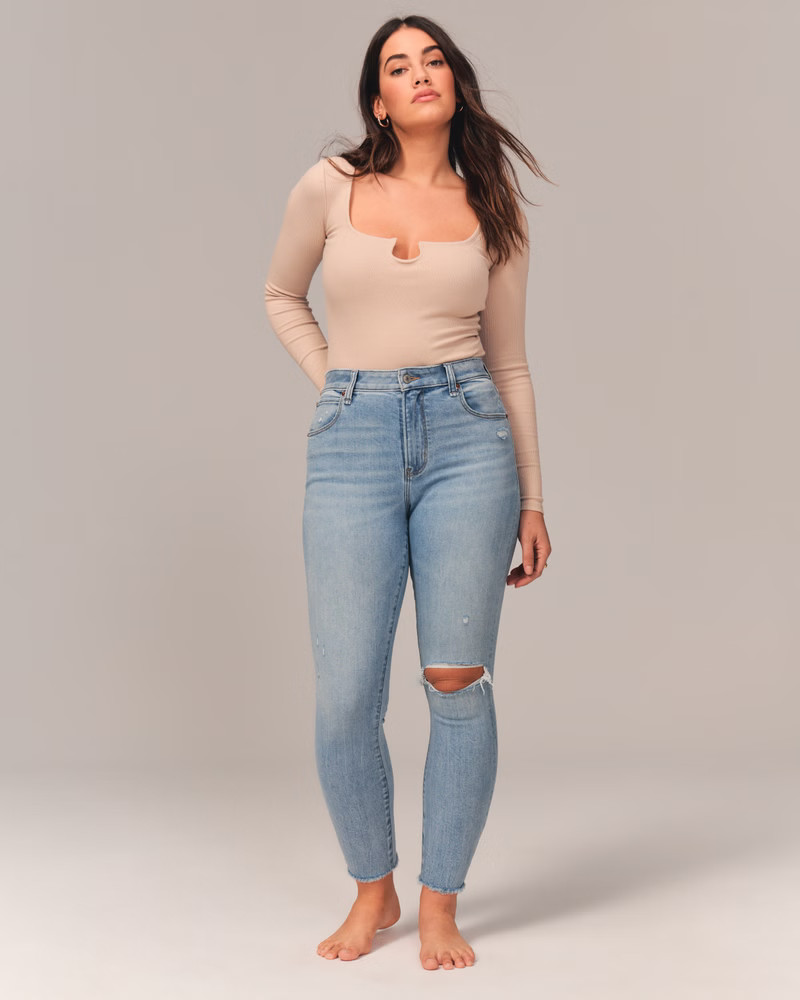 Women's Curve Love High Rise Super Skinny Ankle Jean | Women's Clearance | Abercrombie.com | Abercrombie & Fitch (US)