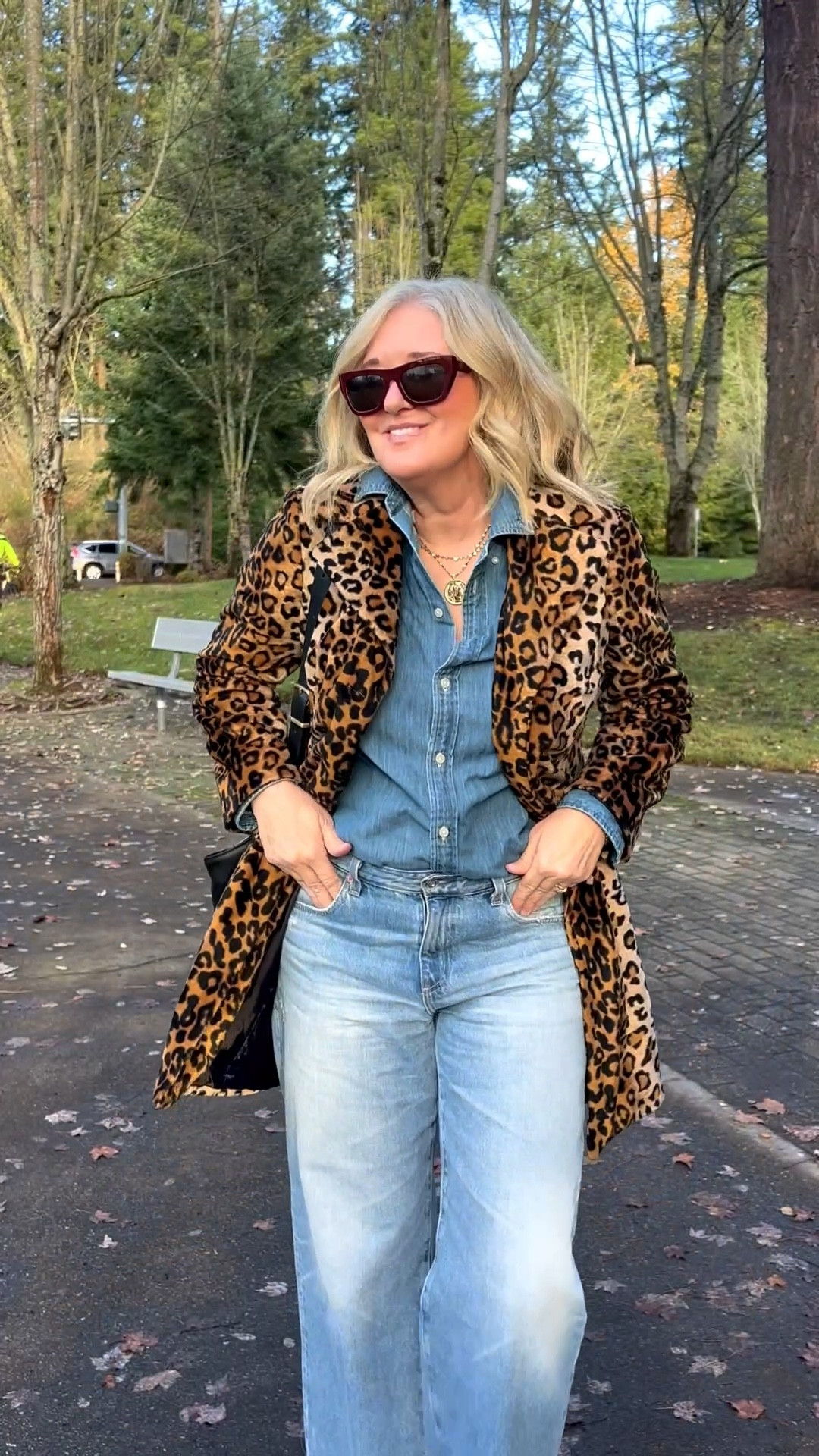 Leopard is back baby! 
Coat thrifted
Shirt boys XL
Jeans fit tts. They are the AG Adria -color Doncasterr

Denim on denim, Canadian tuxedo, leopard coat , black loafers

#LTKFindsUnder100 #LTKootd #LTKOver40