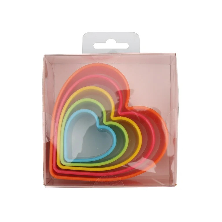 Heart Cookie Cutter Set, Multi-Color, 5 Pieces, Plastic Material, Way to Celebrate | Walmart (US)