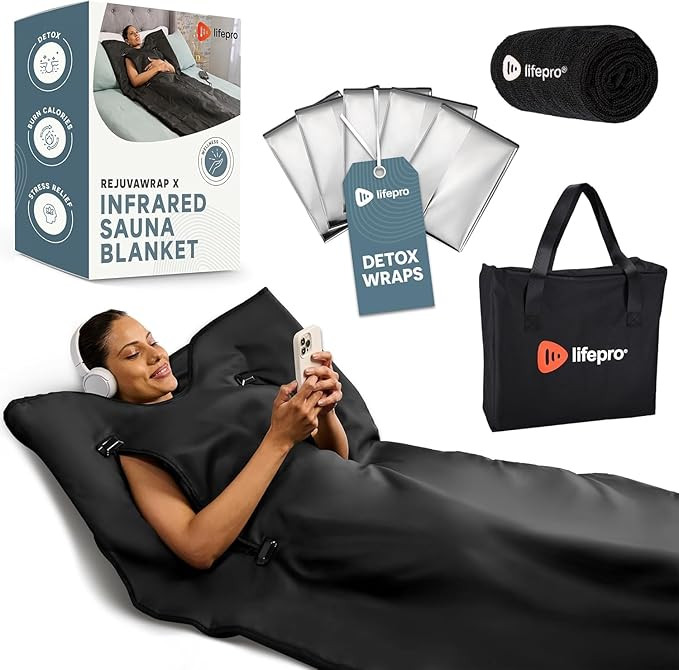 Lifepro Infrared Sauna Blanket for Detox & Relaxation – Low EMF Carbon Fiber Heating, 9 Temp Le... | Amazon (US)