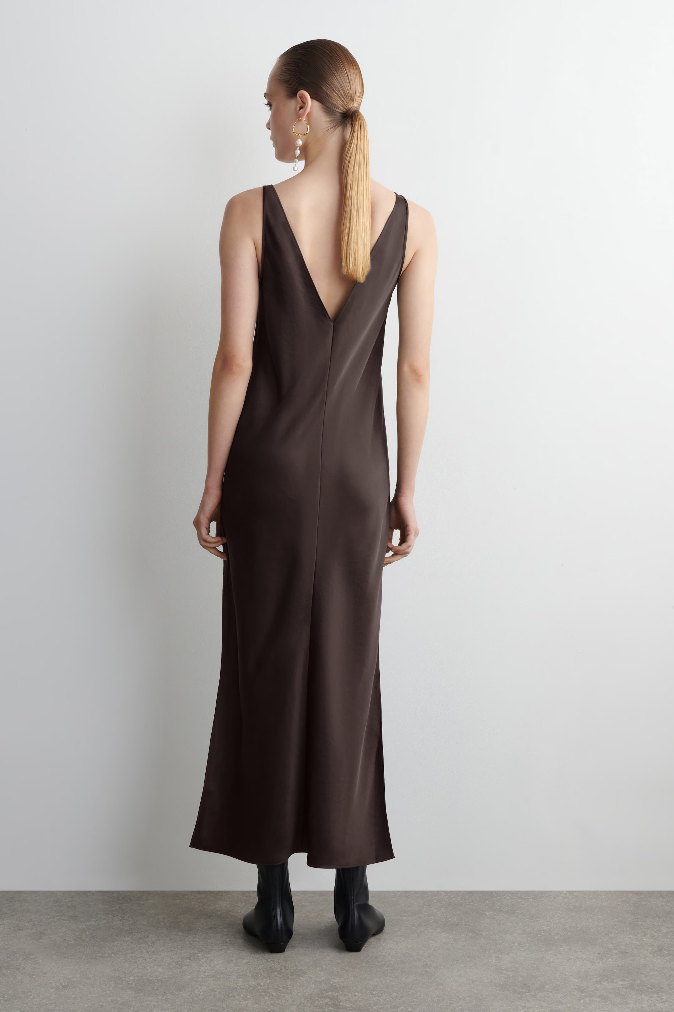 LACE-TRIMMED SATIN SLIP DRESS - BROWN | COS GB | COS UK