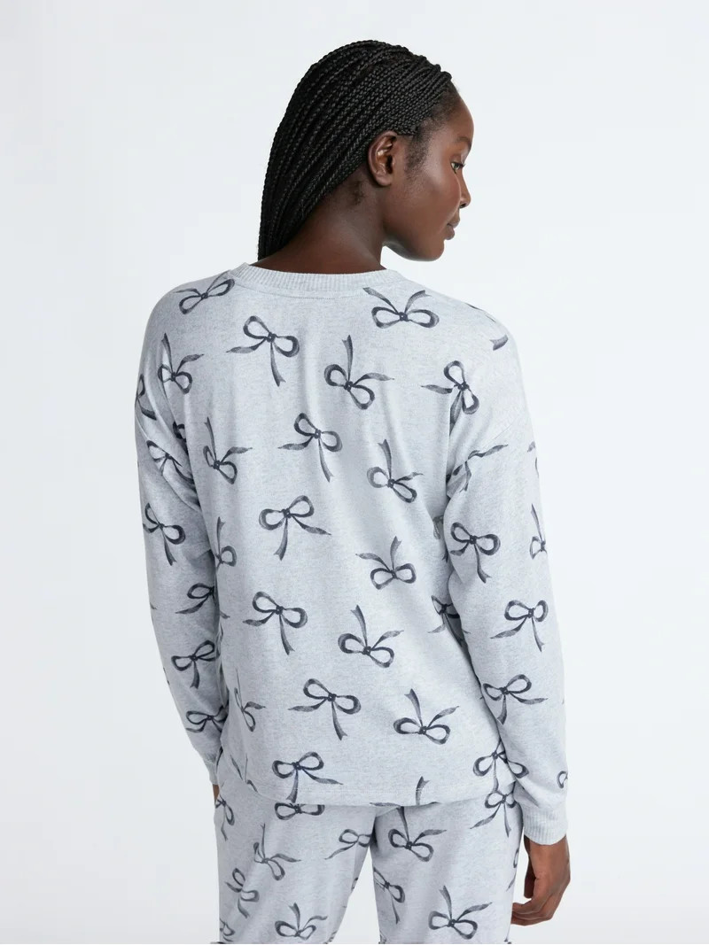 Joyspun Women's Cozy Lounge Collection Hacci Knit Sleep Top with Long Sleeves, Sizes XS-3X | Walmart (US)