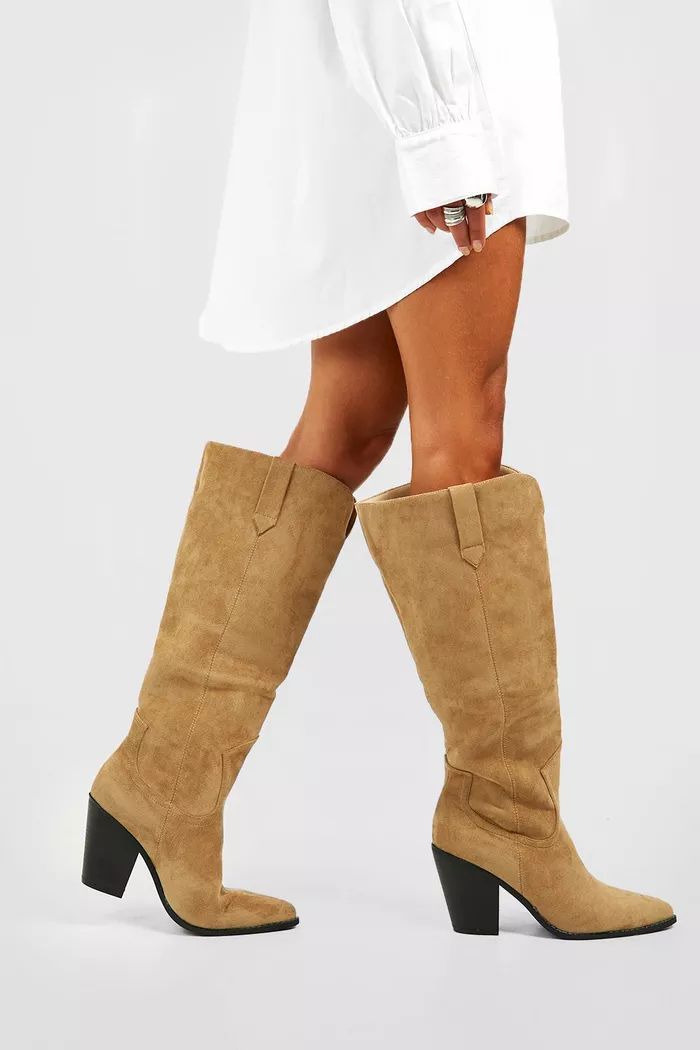Wide Fit Slouchy Cowboy Boots | Boohoo.com (UK & IE)