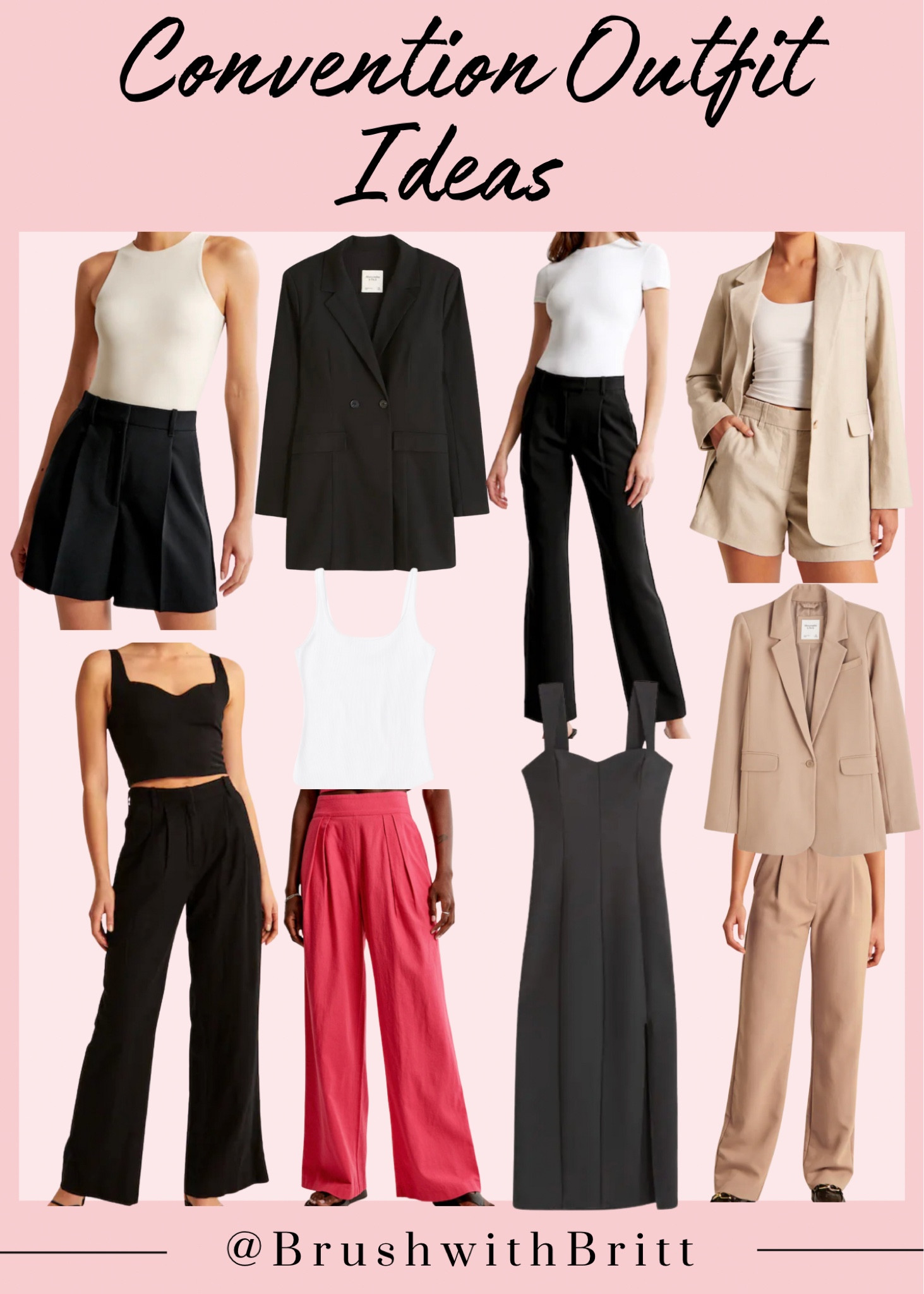 Outfit ideas to wear to conventions!  | convention outfit ideas, outfit inspo, outfit ideas, business casual, pants set, shorts set, blazers, monochrome suits, cocktail dress, Abercrombie sale, Abercrombie finds, workwear, ideas for outfits, dental convention. 

#LTKstyletip #LTKtravel #LTKworkwear
