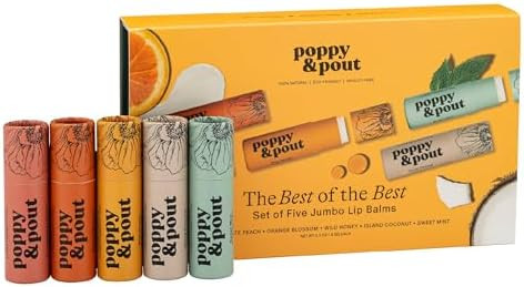 Jumbo Lip Balm Gift Set (5-Pack) | Poppy & Pout All Natural Lip Balms & Moisturizers | Hydrates w... | Amazon (US)