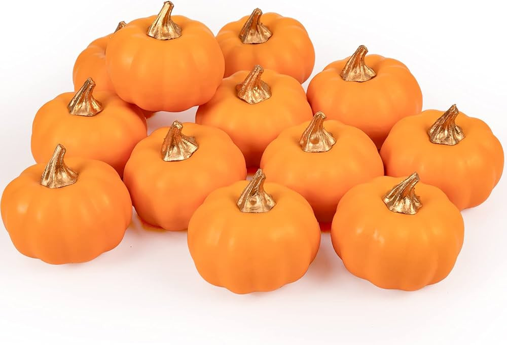 Whaline Artificial Pumpkins Bulk Vintage Orange Pumpkin Harvest Lifelike Pumpkin Fake Foam Pumpki... | Amazon (US)