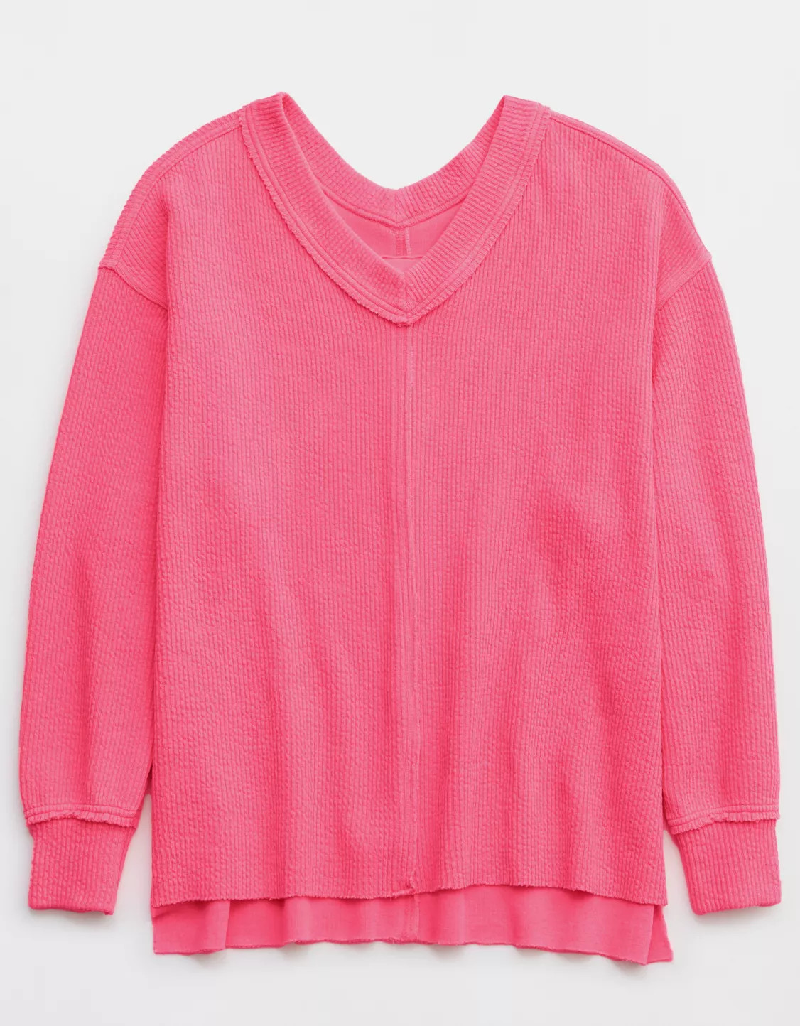 Aerie Wonder Textured V-Neck Sweatshirt | Aerie