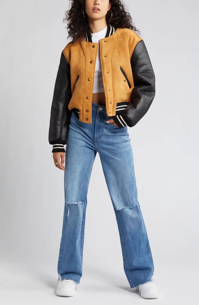 BLANKNYC Faux Suede & Faux Leather Bomber Jacket | Nordstrom | Nordstrom