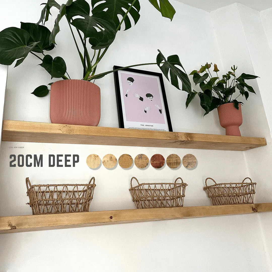 Rustic Solid Wood Floating Shelf: Wax Finish, Fixings Included, 20cm Deep - Etsy UK | Etsy (US)