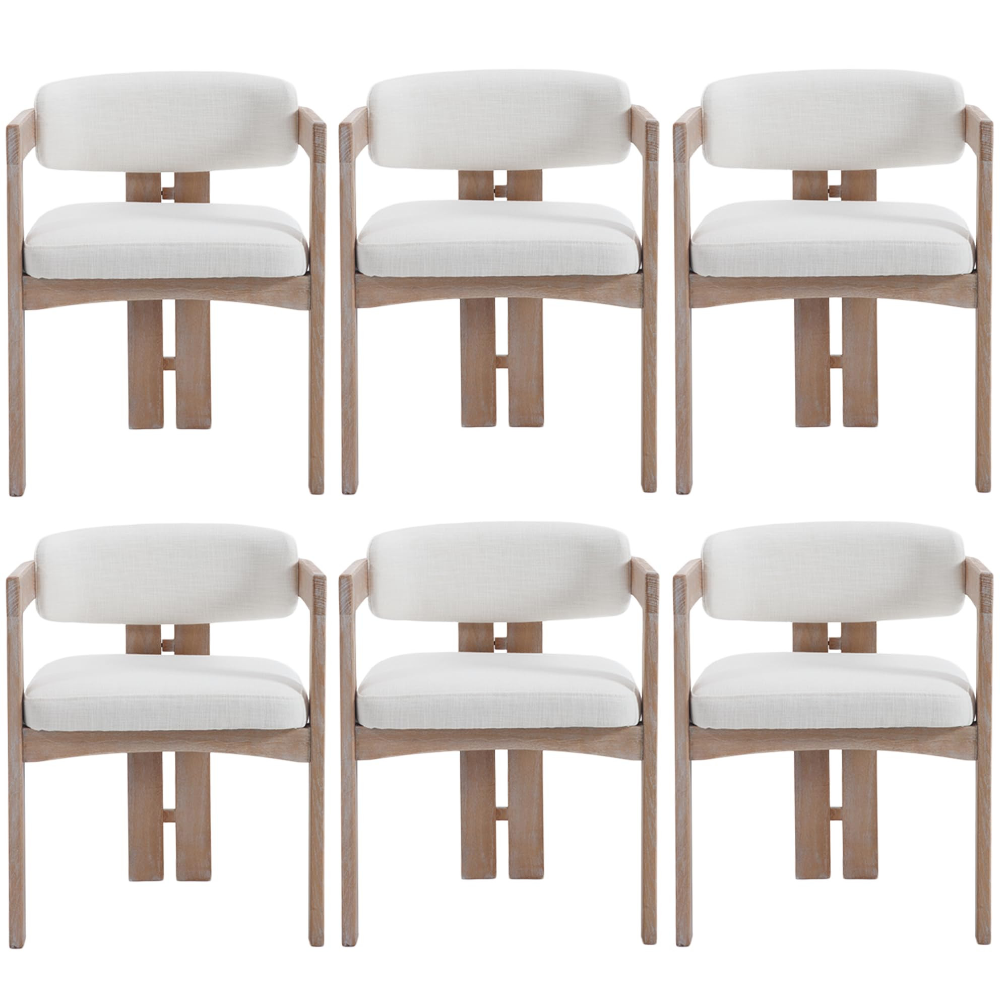 Upholstered Dining Chairs Barrel Dining Chair Set of 6 Kitchen & Dining Room Chairs with Arm and ... | Amazon (US)