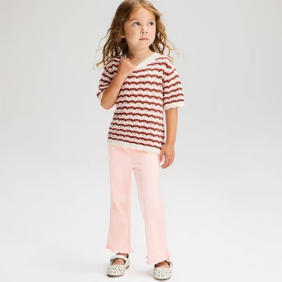 Toddler Girls' Solid Ribbed Flare Leggings - Cat & Jack™ Light Pink 3T | Target