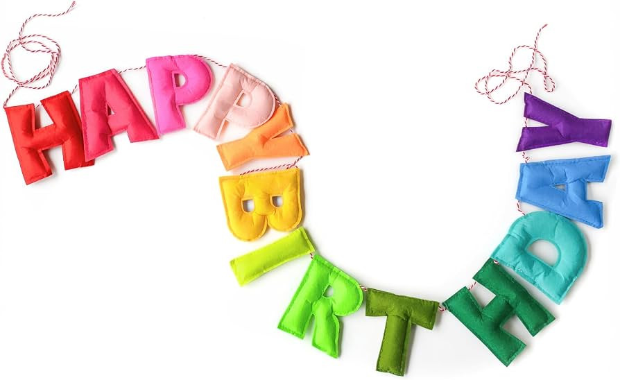 Happy Birthday Felt Fabric Banner | Pre-strung Rainbow Birthday Garland | Reusable Decoration | C... | Amazon (US)