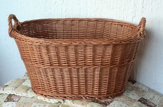 Large Wicker Laundry Basket Big Laundry Basket Handled Oval - Etsy | Etsy (US)