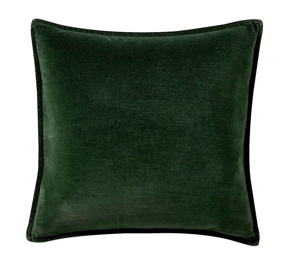 Washed Velvet Pillow Cover, 20 x 20"", Hunter | Pottery Barn (US)