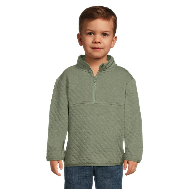 Wonder Nation Baby and Toddler Boy Quarter Zip Quilted Jacket, Sizes 12M-5T | Walmart (US)