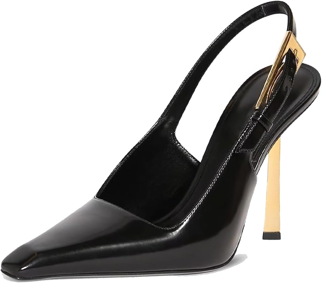 YIYA Slingback Heels Pumps Shoes for Women with Buckle Strap Slip On Closed Pointed Toe Stiletto ... | Amazon (US)