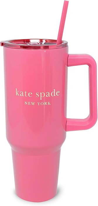 kate spade new york 40 Ounce Tumbler with Handle and Straw, Cupholder Friendly, Double Wall Stain... | Amazon (US)