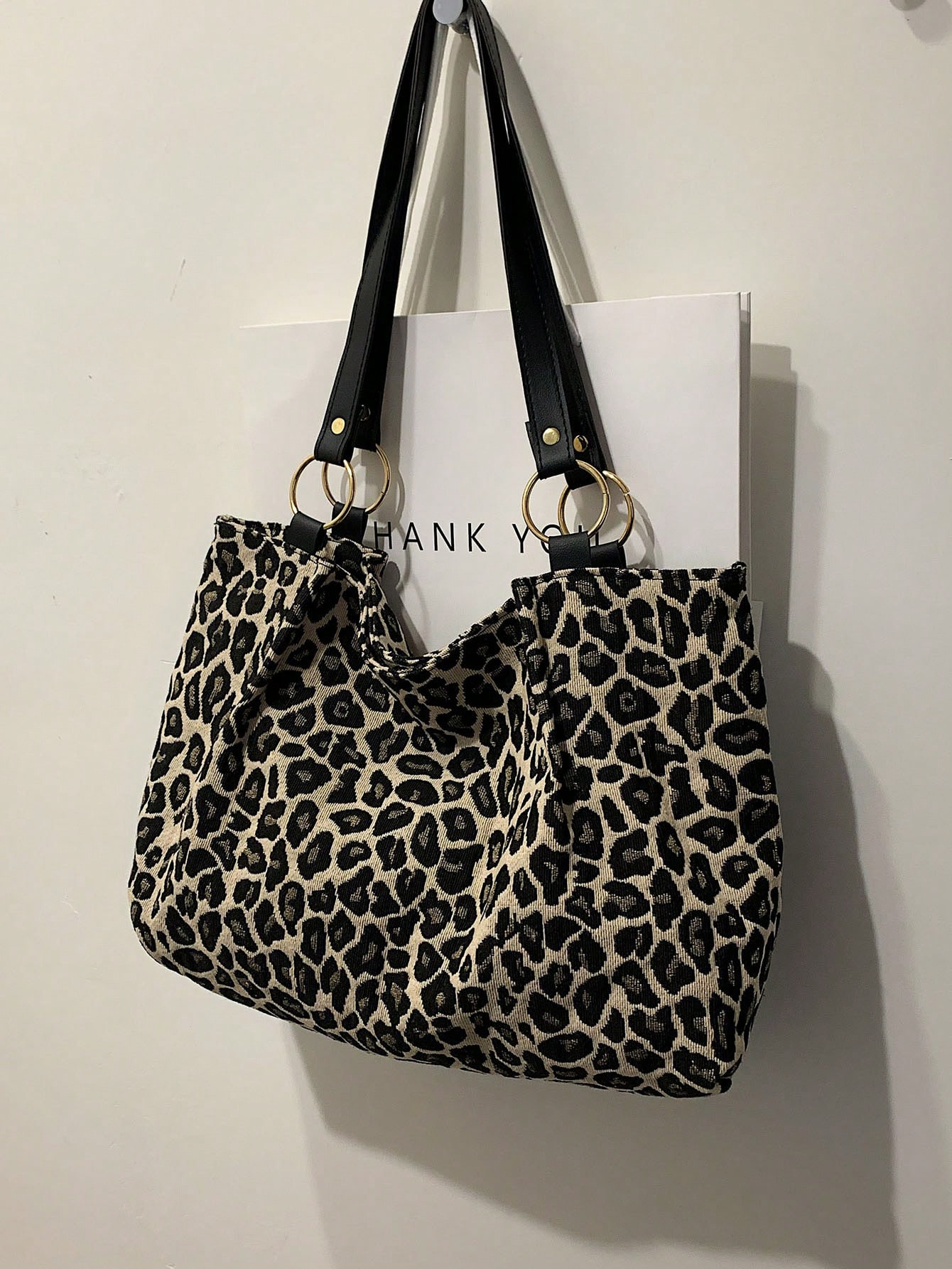 New Fashion Leopard Print Large Capacity Shoulder Under Arm Casual School Tote Bag,Trendy Leopard... | SHEIN