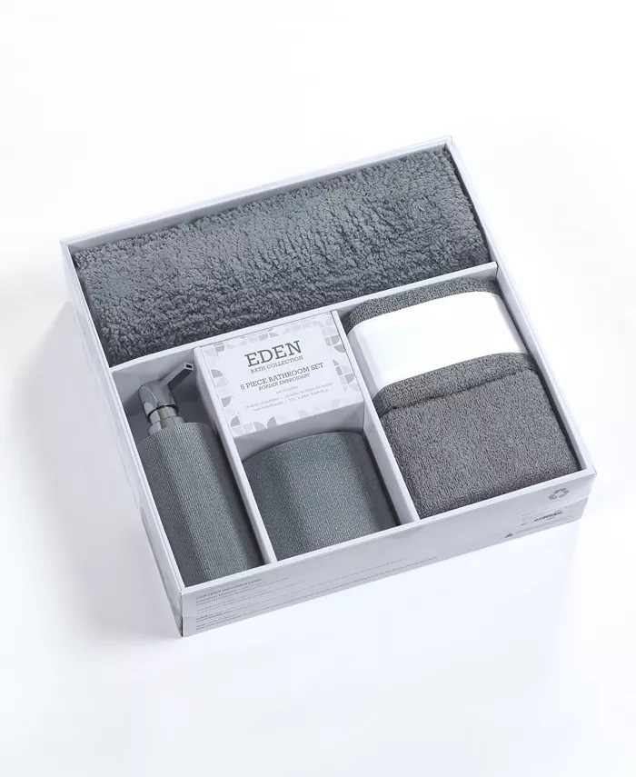 Indecor Home 5-Pc. Boarder Bath Set & Reviews - Bathroom Accessories - Bed & Bath - Macy's | Macys (US)