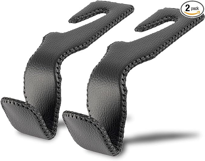 LivTee Black Superior Leather Car Seat Back Headrest Hooks, Auto Seat Hook Hangers Interior Acces... | Amazon (US)
