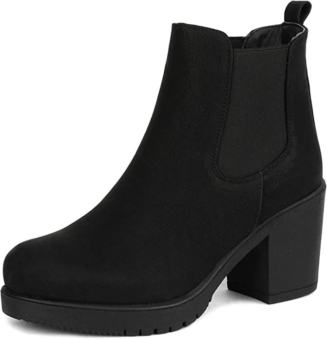 DREAM PAIRS Women's FRE High Heel Chelsea Style Ankle Bootie | Amazon (US)