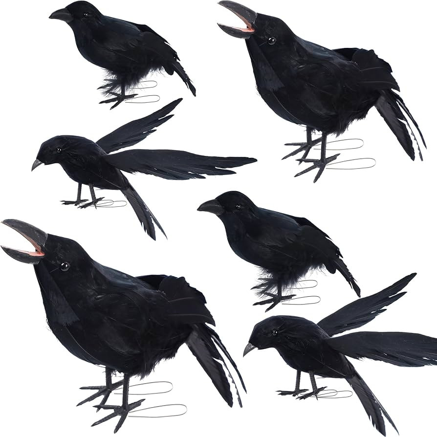 YOFIT 6 Pack Crows Halloween Decorations Realistic Fake Crow | Amazon (US)