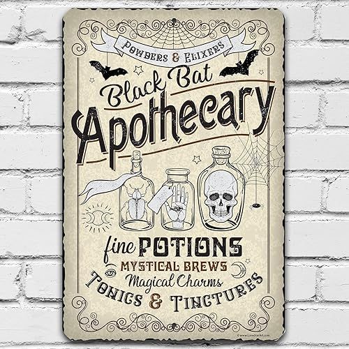 Black Bat Apothecary - Funny Halloween Decor and Witch Sign, Haunted House Porch Decoration, Witc... | Amazon (US)