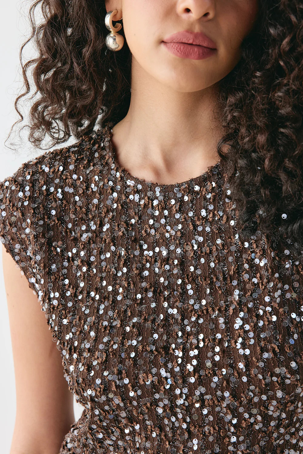 Ivanna Sequin Mini Dress Chocolate | VRG Grl
