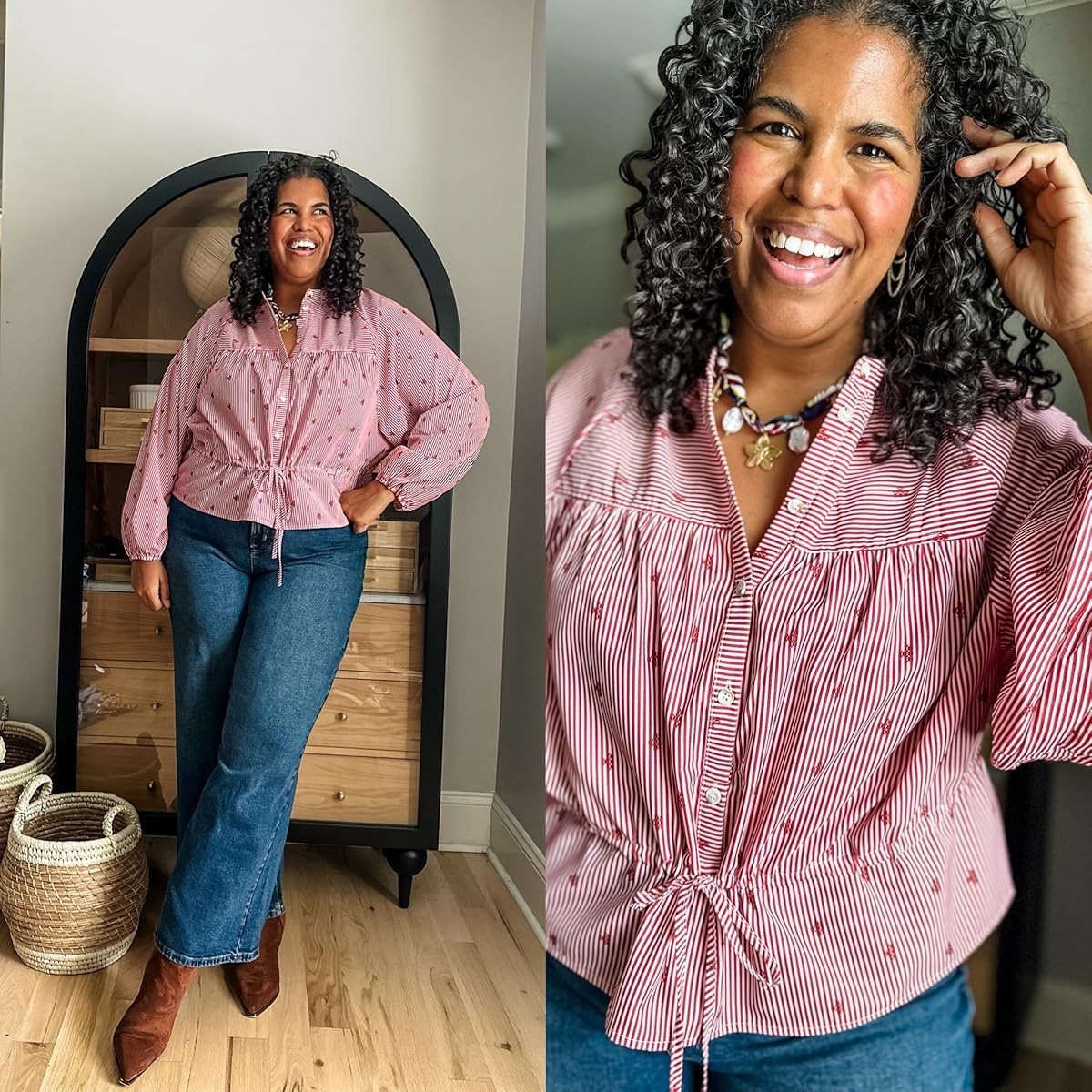 Wearing size xxl in top and size 20 in jeans (which also come in a cropped option). The design on the shirt is printed and not embroidered. This necklace is new and so fun! #amazonfashion #ootd

#LTKPlusSize #LTKSeasonal #LTKStyleTip