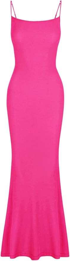 REORIA Women's Basic Sexy Lounge Slip Long Dress Elegant Sleeveless Backless Ribbed Bodycon Maxi ... | Amazon (US)