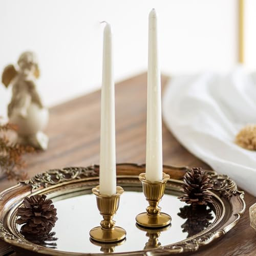Vintage Candlestick Candle Holders Brass - Romadedi Taper Gold Candle Stick Victorian Style for Table Centerpiece Wedding Festive Christmas Mantel Decoration or Home Decor Set of 2 | Amazon (US)