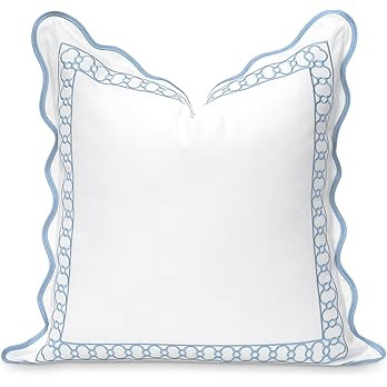 Hofdeco Premium Coastal Patio Indoor Outdoor Scalloped Throw Pillow Cover Only, 20"x20" Water Rep... | Amazon (US)