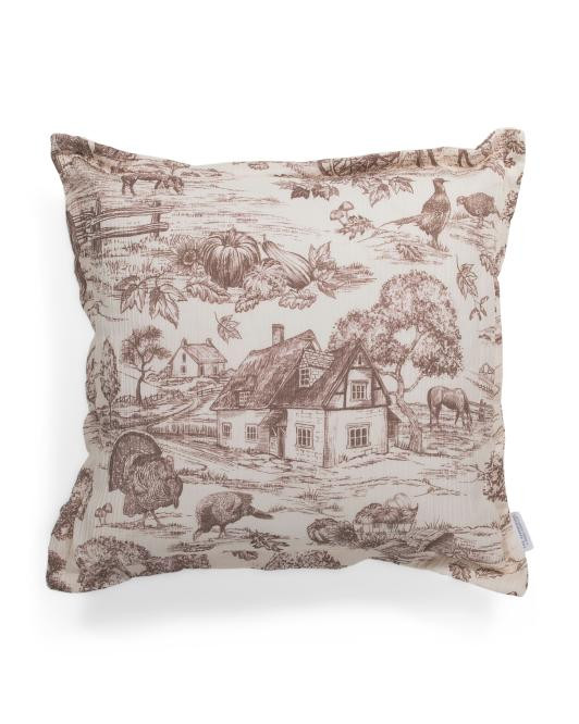 20x20 Harvest Country Farm Toile Pillow | TJ Maxx