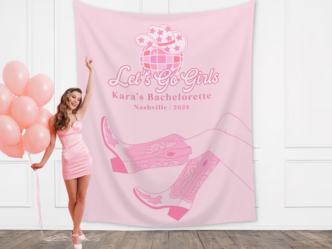 Let's Go Girls Custom Banner Nashville Bachelorette Party Personalized Disco Cowgirl Backdrop Las... | Etsy (US)