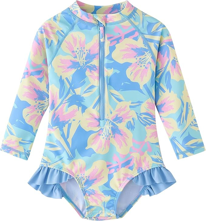 UMELOK Baby Girls One Piece Swimsuit Infant Bathing Suit Long Sleeve Rash Guard Swimwear with UPF... | Amazon (US)