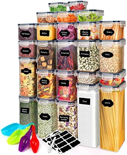 Airtight Food Storage Containers Set [25 Pack] Kitchen & Pantry Organization Containers for Dry F... | Amazon (US)