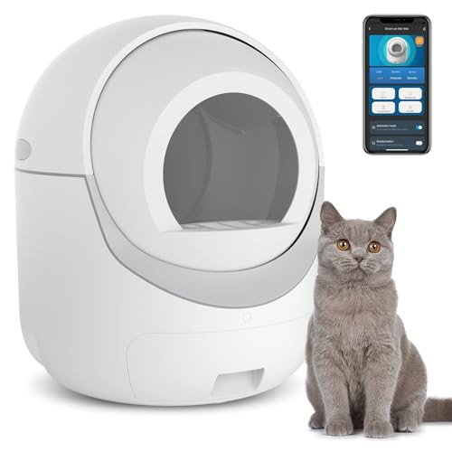 Self Cleaning Litter Box, Automatic Litter Box,App Control,Cat Litter Box Robot Suitable for Multiple Cats,Safety Protection 2 Rolls Garbage Bags, White | Amazon (US)