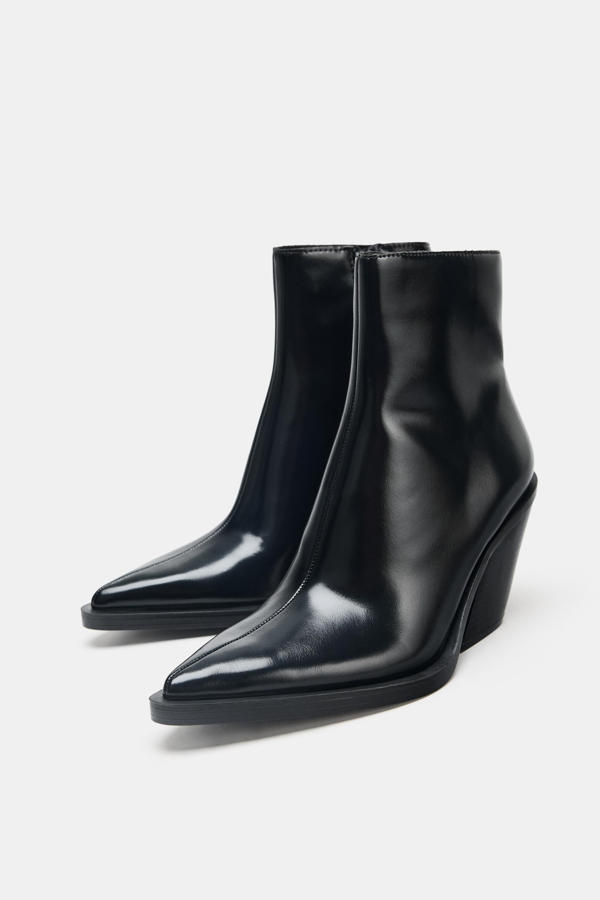 COWBOY HEELED ANKLE BOOTS | Zara Canada