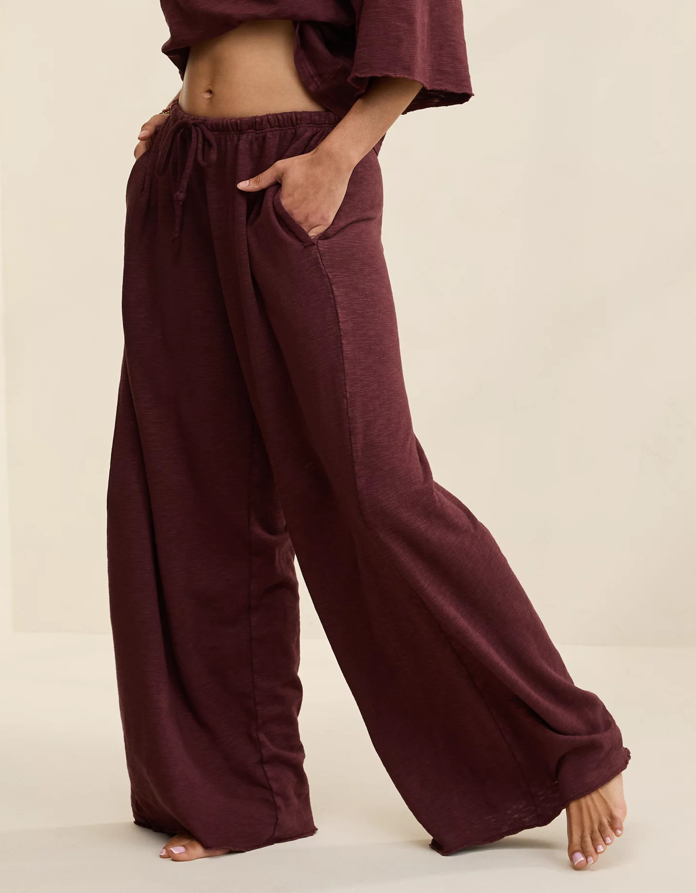 Matching Set Aerie It's Casual Knit Slub Trouser | American Eagle Outfitters (US & CA)