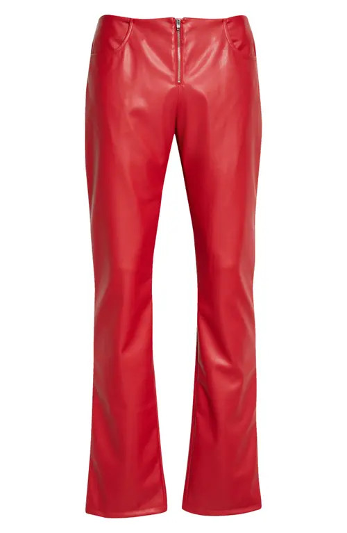 MOWALOLA Faux Leather Flare Leg Pants in Red at Nordstrom, Size Large | Nordstrom