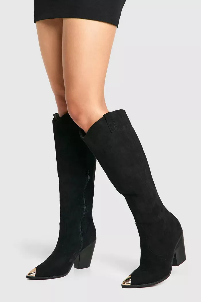 Knee High Pull On Western Cowboy Boots | boohoo (US & Canada)