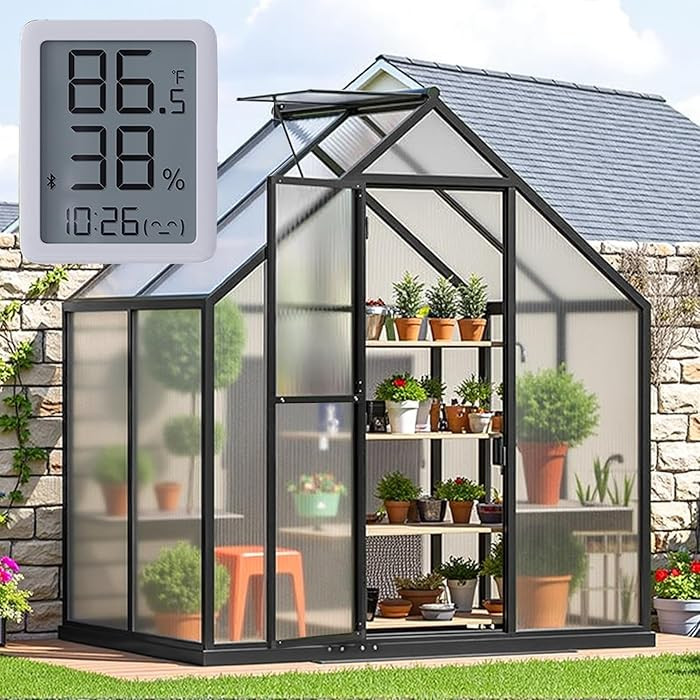 6×4FT Small Greenhouse, Walk in Green Houses for Outside and Garden Planting, Enhanced Aluminum ... | Amazon (US)