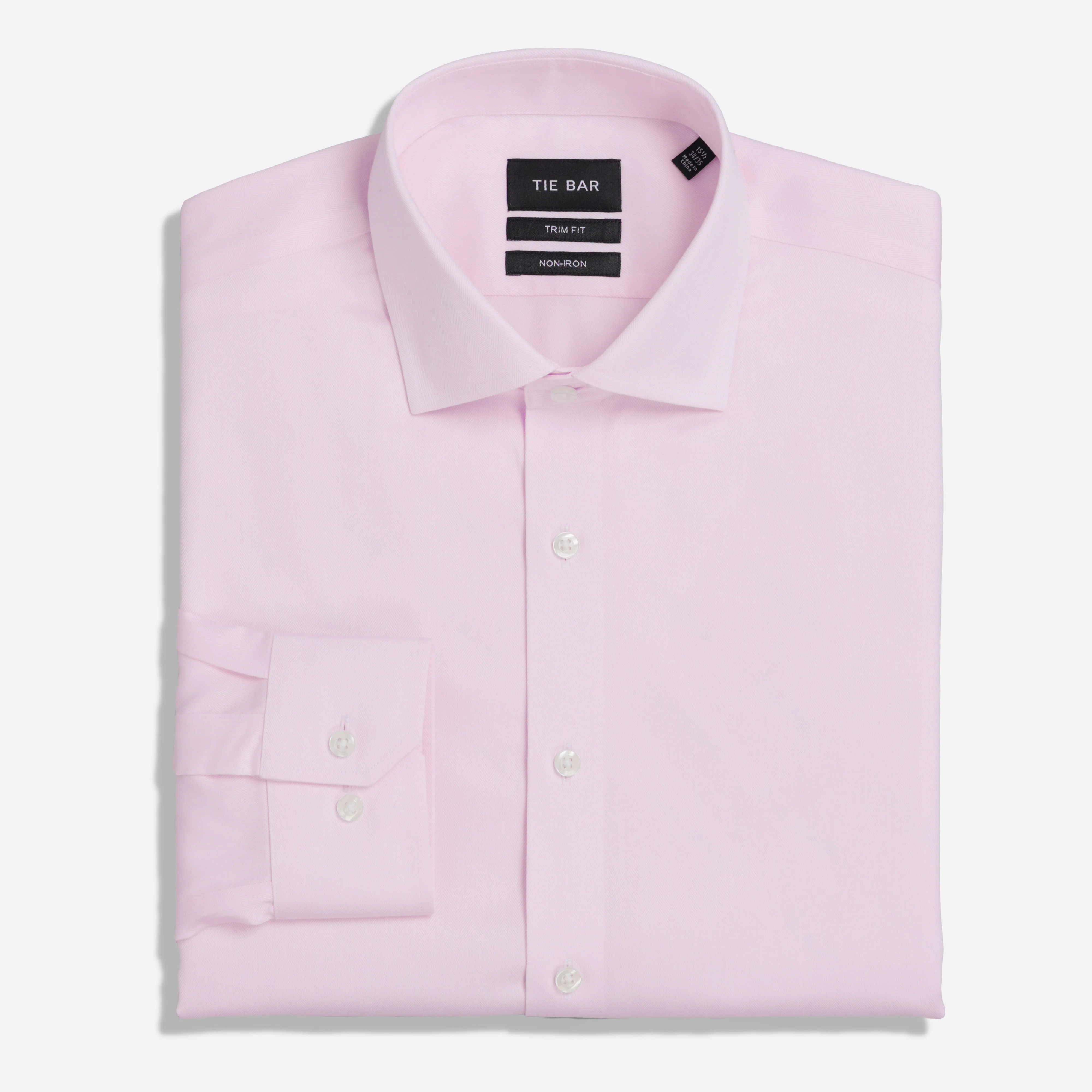 Herringbone Pink Convertible Cuff Non-iron Dress Shirt | Cotton Shirts | Tie Bar | The Tie Bar