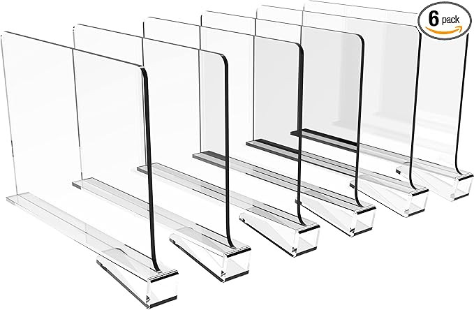 Cq acrylic 6PCS Shelf Dividers for Closets,Clear Acrylic Shelf Divider for Wood Shelves and Cloth... | Amazon (US)