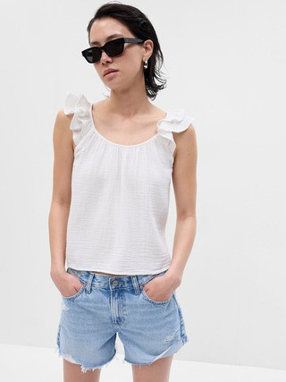 Crinkle Gauze Ruffle Tank Top | Gap (US)